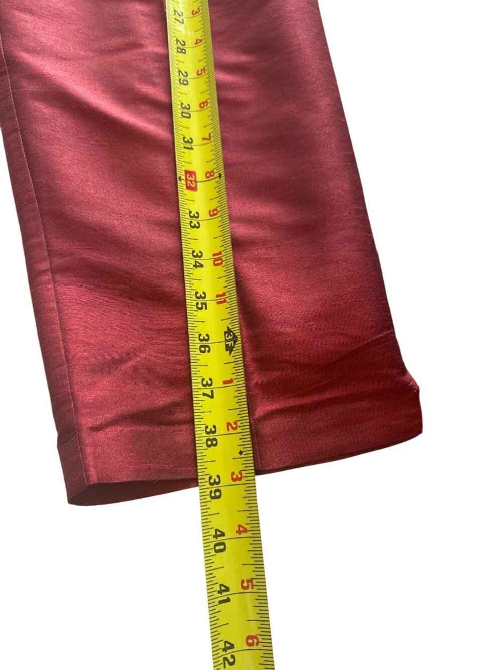 Silkland Red Satin Pants Silk Blend High Rise Straight Leg Women's Sz 12 Career - Picture 6 of 10